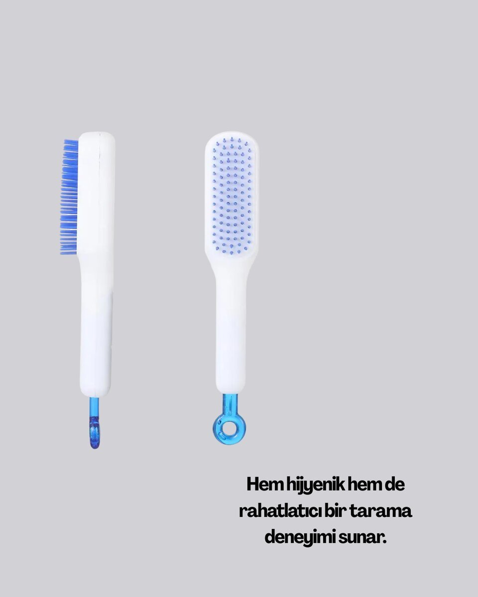 Kendini Temizleyen Ergonomik Saç Tarağı – ABS Gövde Silikon Diş