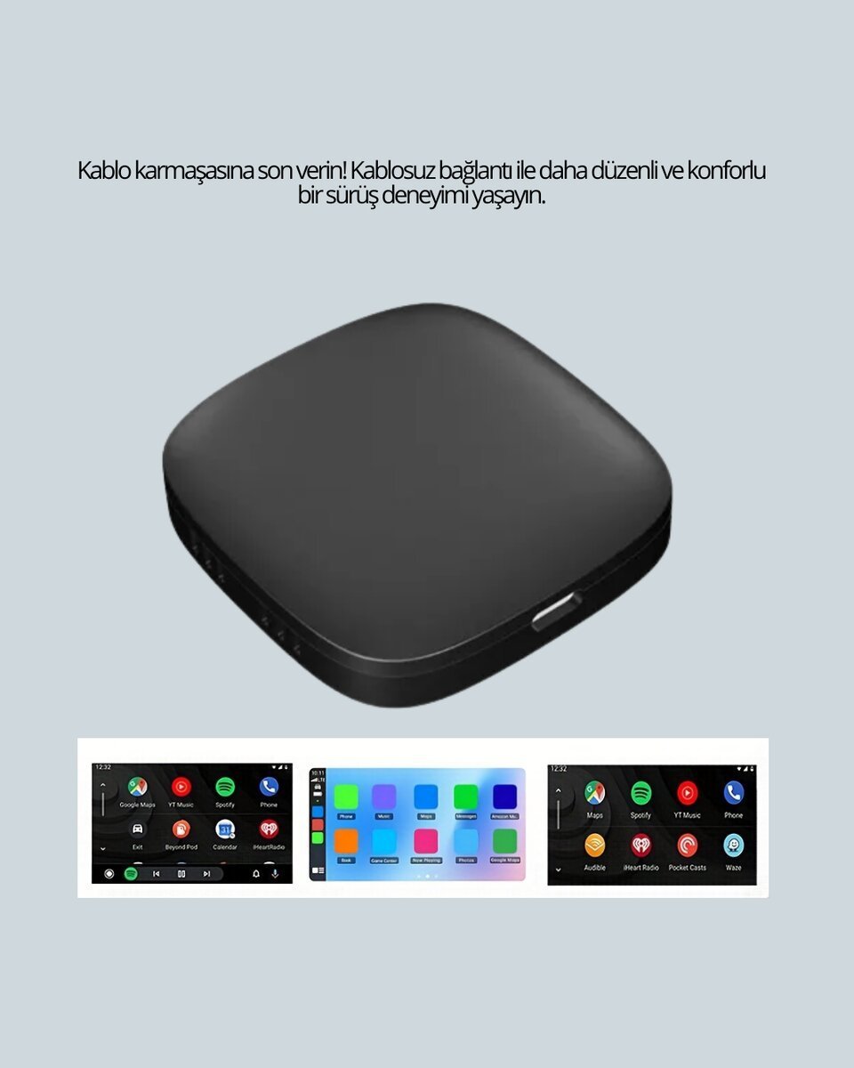 Kablosuz CarPlay ve Android Auto Dönüştürücü Adaptör