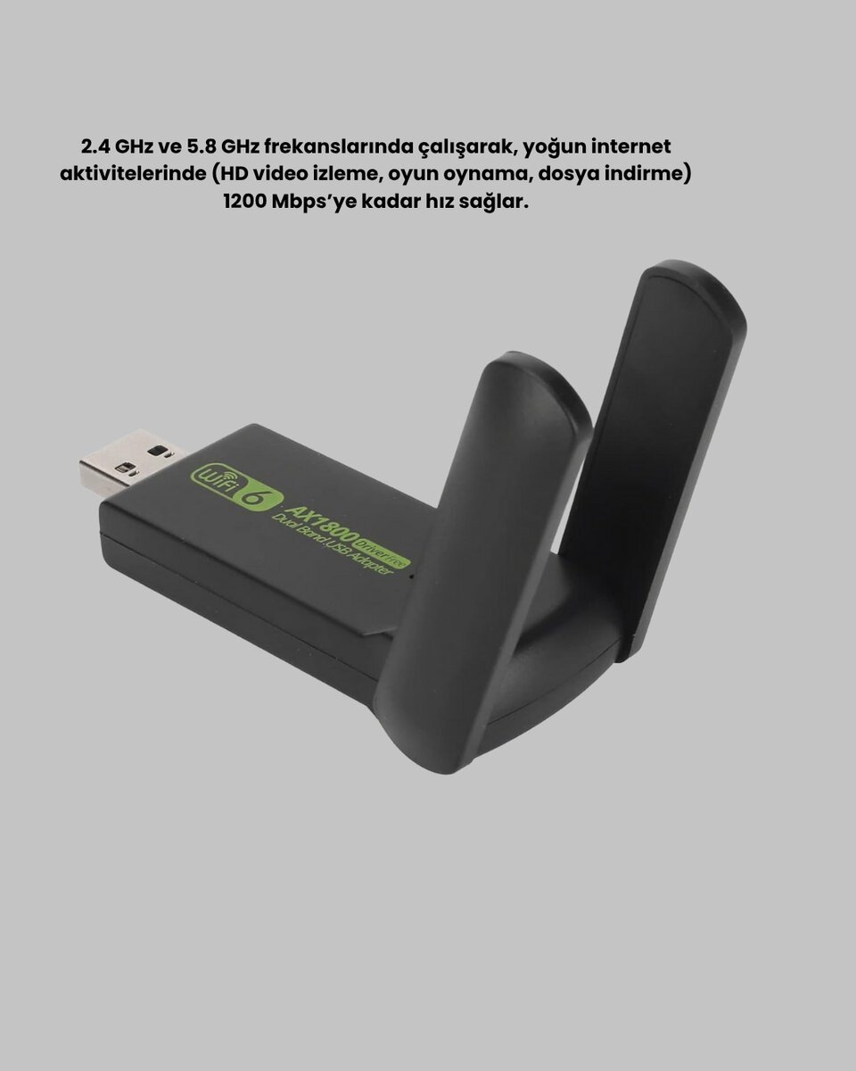 Ultratekno Dual Band WiFi Adaptör – 1200 Mbps USB 3.0 Çift Antenli Geniş Kapsama Alanı ve Yüksek Hız