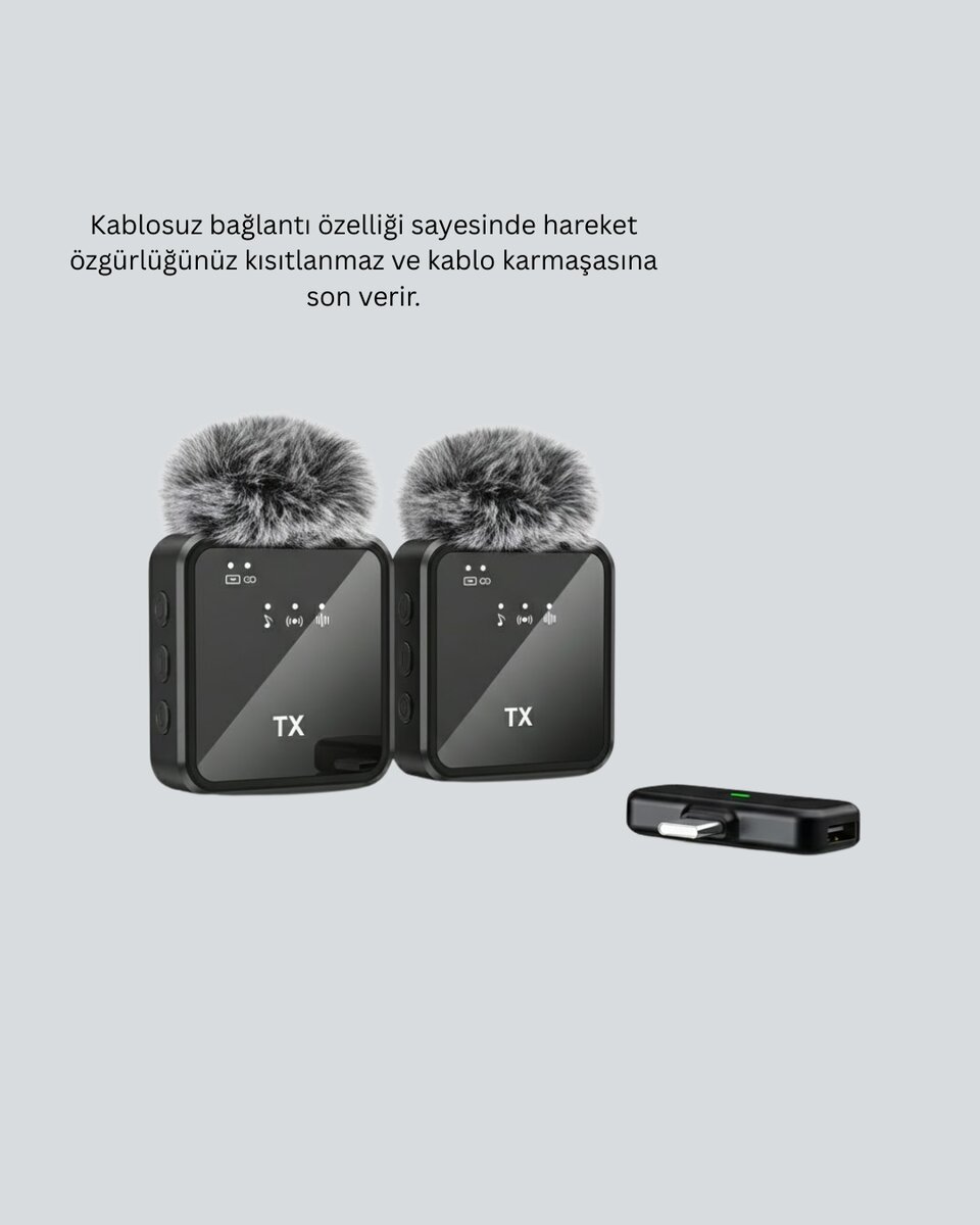 Vlog Podcast ve Röportajlar İçin Kablosuz Çift Yaka Mikrofon