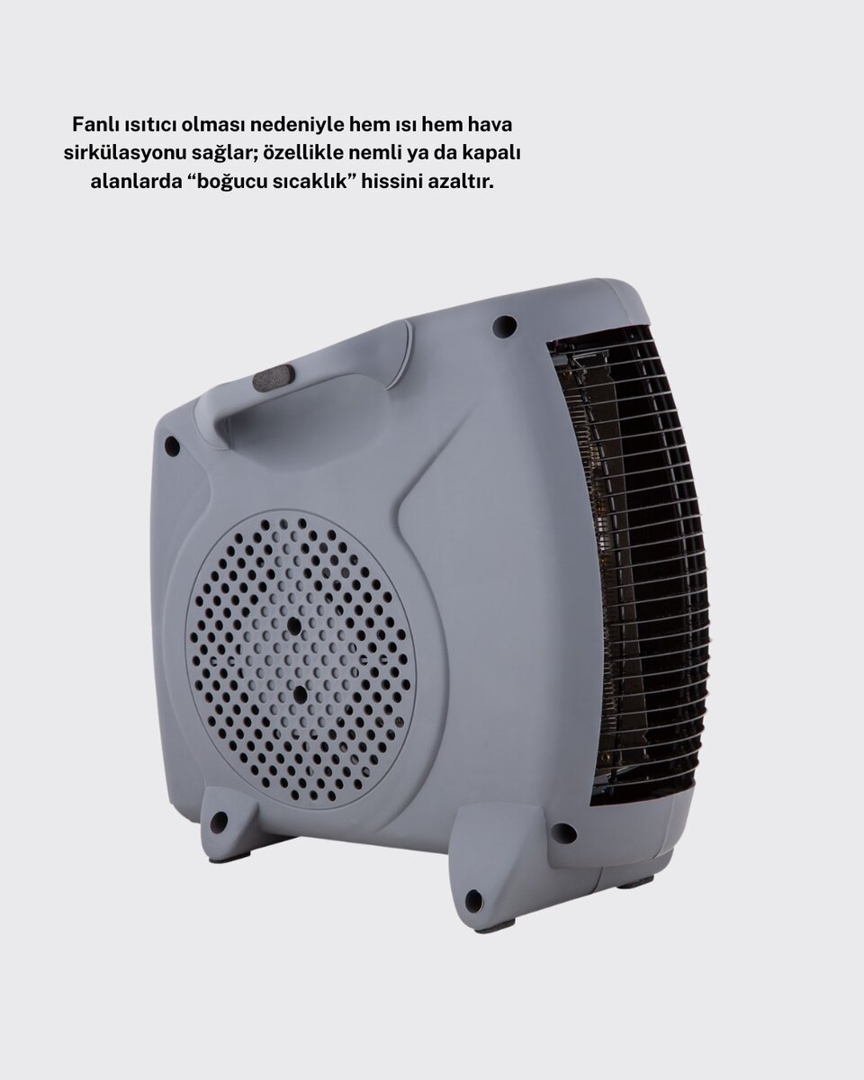 Fanlı Elektrikli Isıtıcı Termostatlı Güvenli Yanmaz Plastik Gövde
