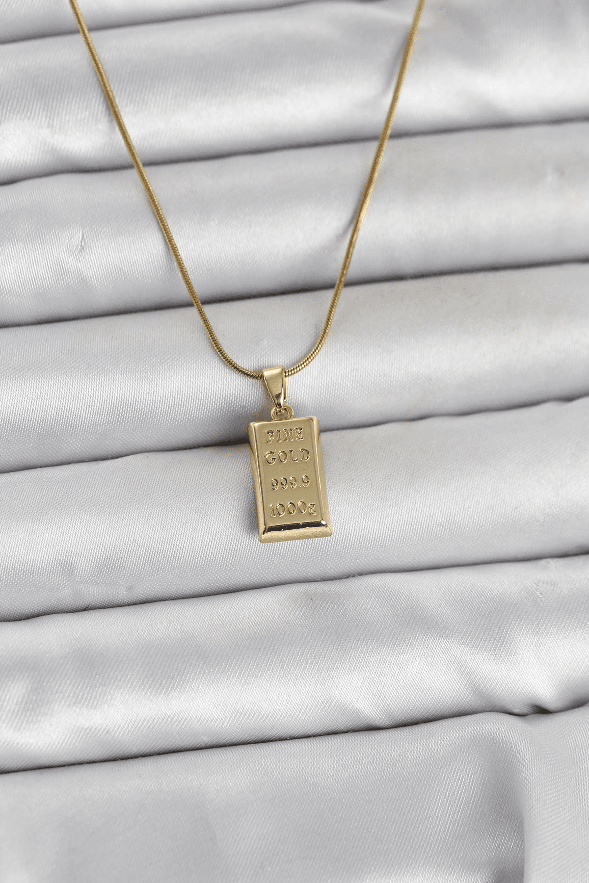 316L Çelik Zincir Gold Renk Külçe Altın Model Kadın Kolye 5886