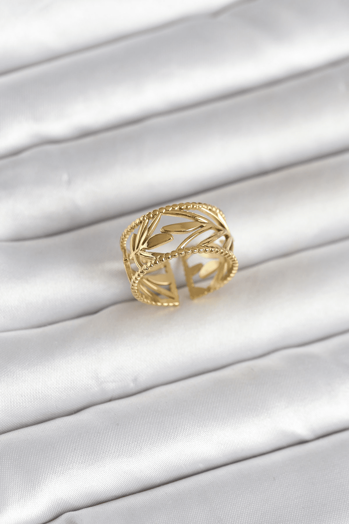 316L Çelik Gold Renk Başak Model Kadın Yüzük 5886
