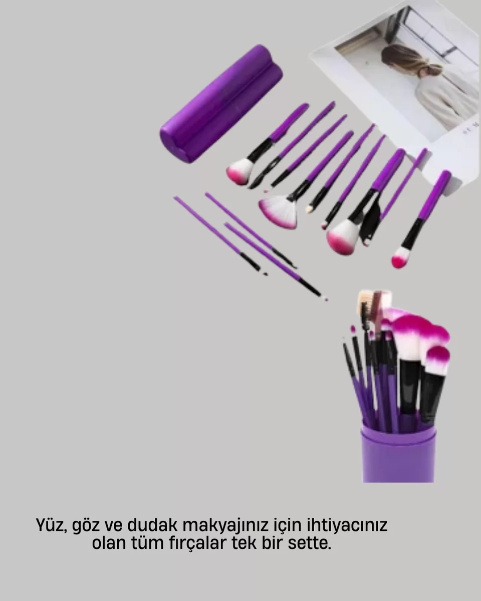 12’li Profesyonel Makyaj Fırça Seti Ultra Yumuşak Sentetik Kıllı