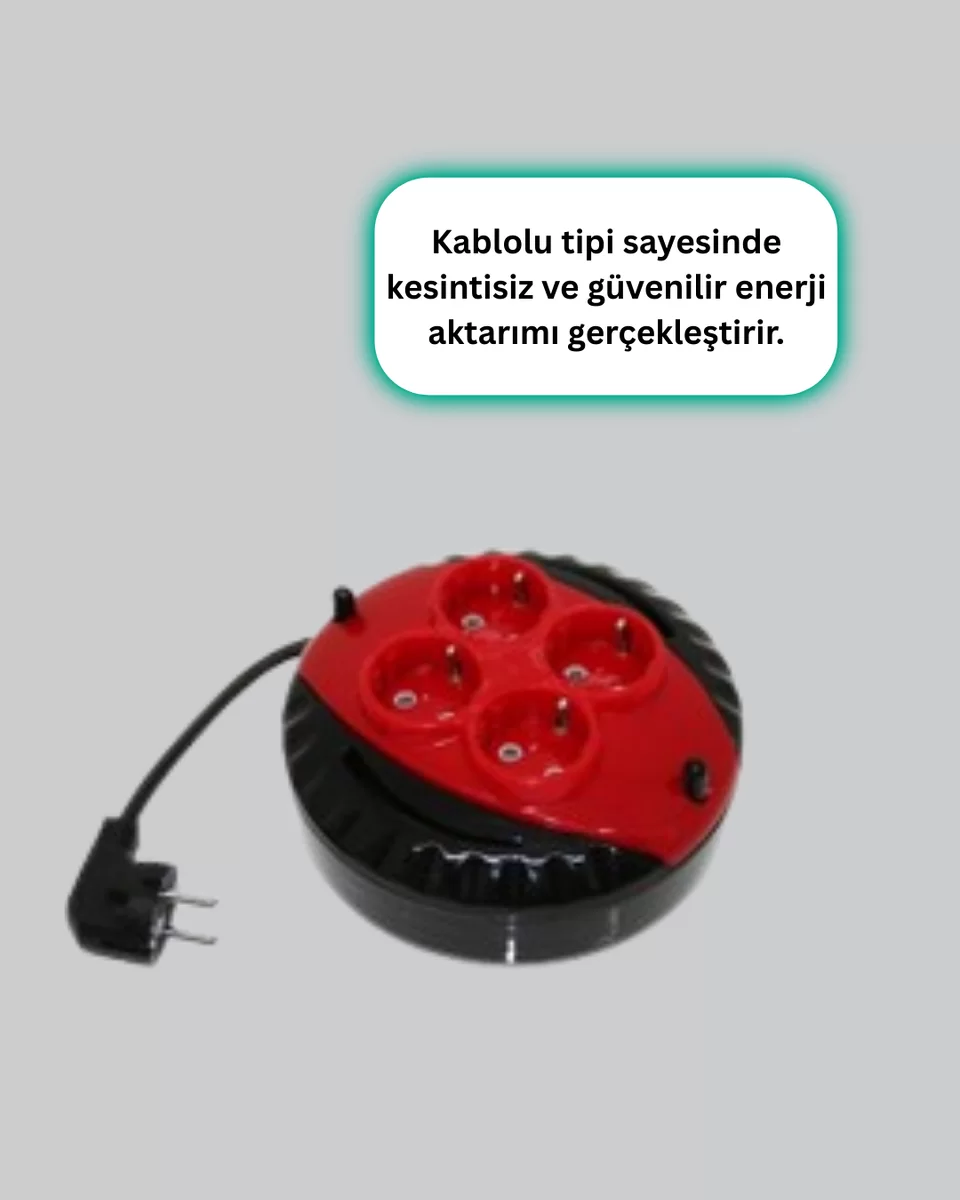Türkiye Üretimi 5 Metre 4 Prizli Kablolu Makara