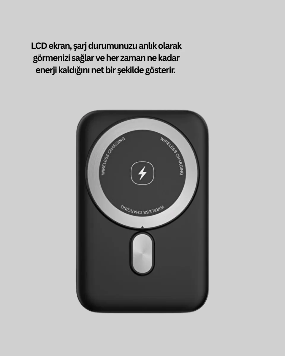 LCD Ekranlı Kablosuz Powerbank Type C ve USB Çıkışlı Yeni Nesil