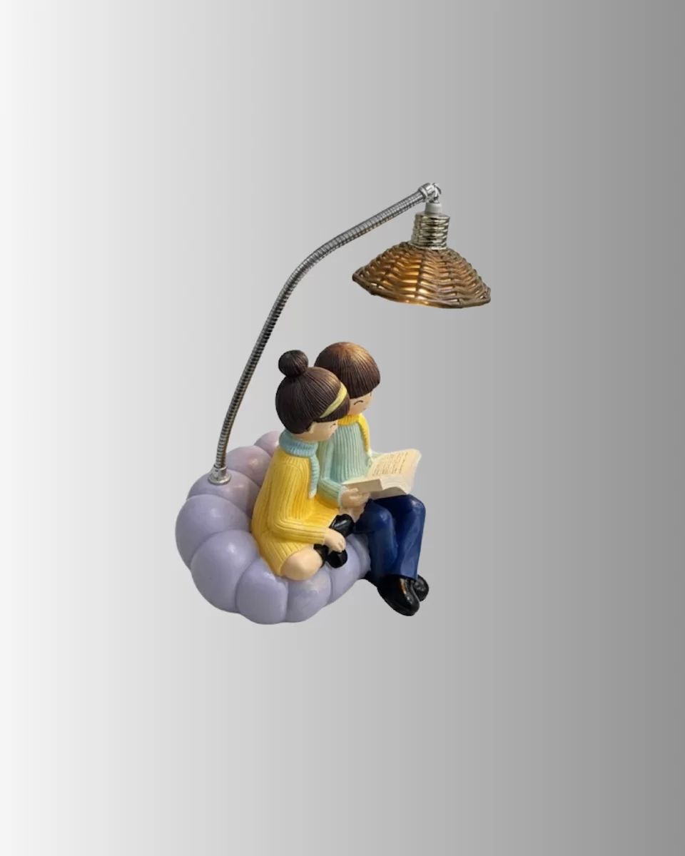 Romantik Çift Temalı Dekoratif Masa Lambası Yumuşak LED Işık