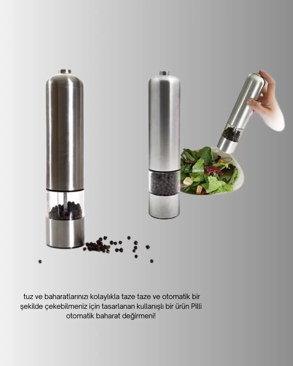 Işıklı Pilli Baharat Değirmeni Taze ve Pratik Öğütme Yeni Nesil