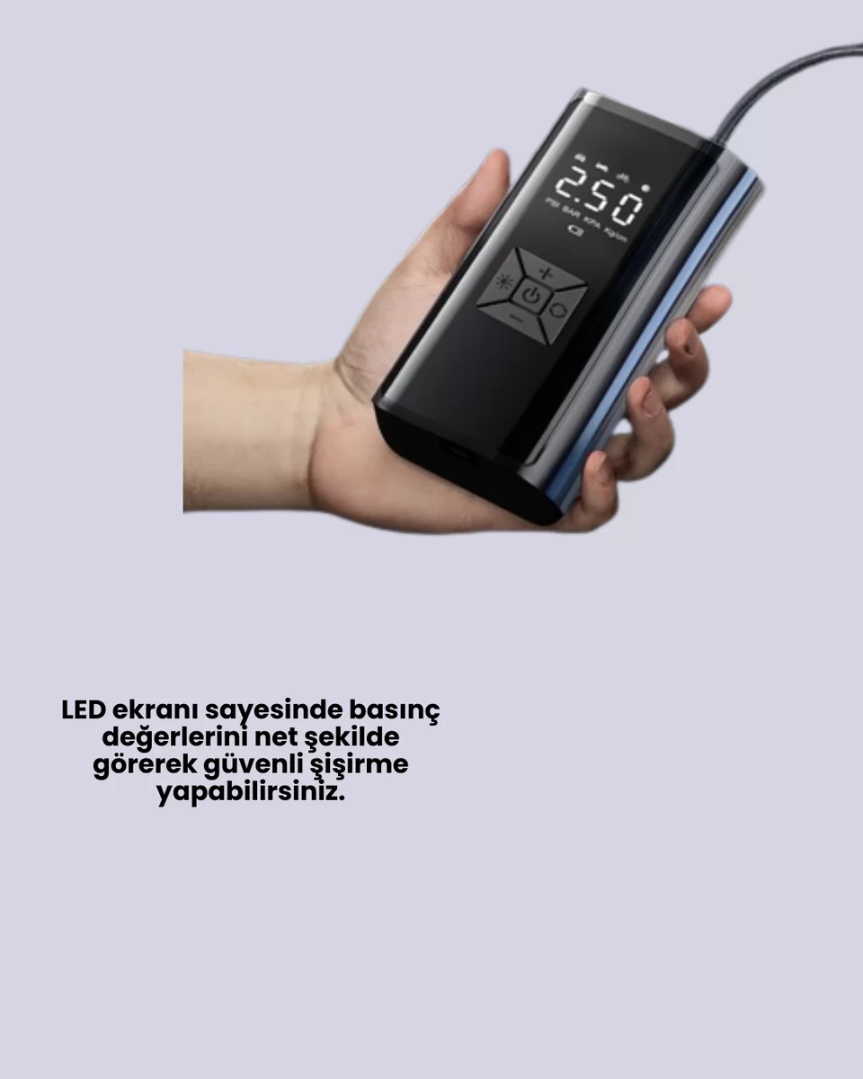 12V Uyumlu Çok İşlevli Akıllı Araç Lastik Pompası Yeni Nesil