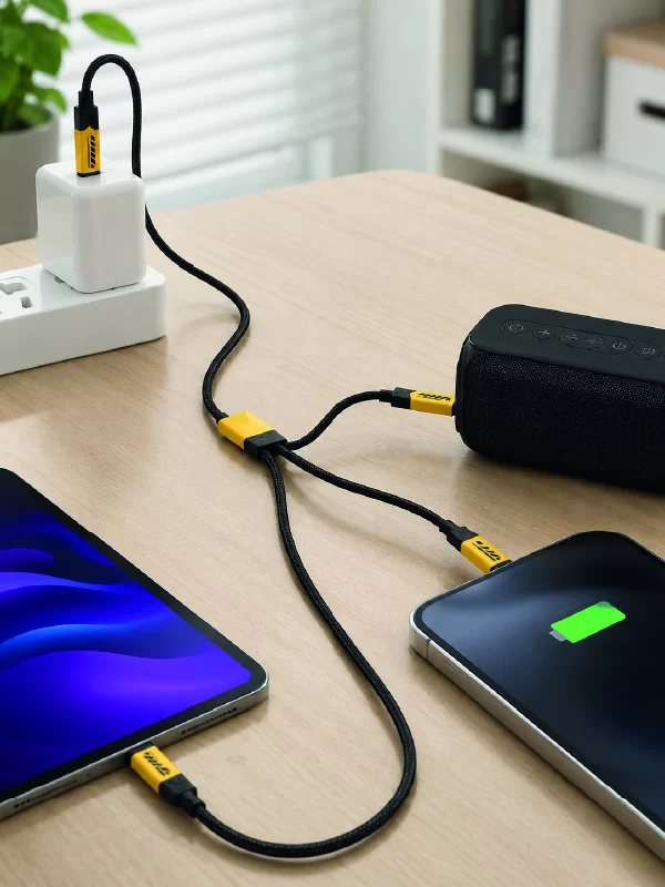 240W 3'ü 1 Arada Hızlı Şarj Kablosu USB Type-C Lightning Micro USB