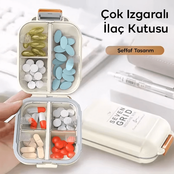 EZERE Taşınabilir seyahat ilaç kutusu 7 gün Bölmeli Büyük İlaç Kutusu-(5775)