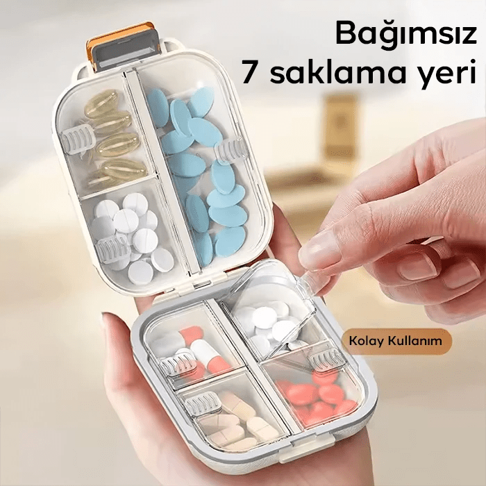 EZERE Taşınabilir seyahat ilaç kutusu 7 gün Bölmeli Büyük İlaç Kutusu-(5775)