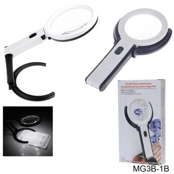 Ally Mg3b-1c 1.8x5x Çok Fonksiyonlu Standlı Led Işıklı Büyüteç-(5775)