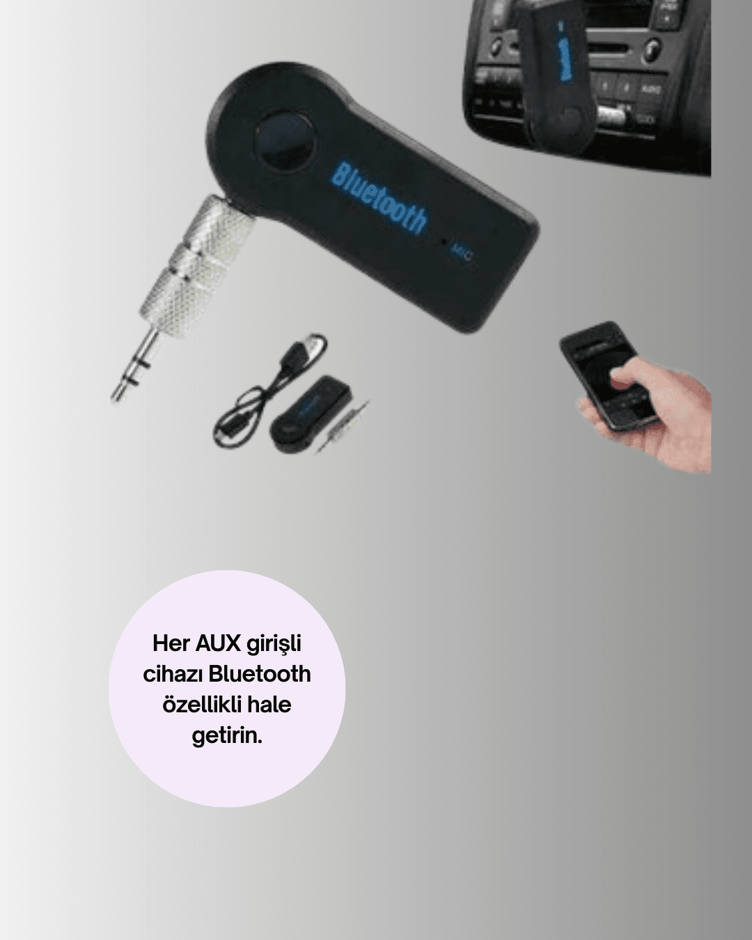 Bluetooth Destekli AUX Müzik ve Konuşma Cihazı - Görsel 2