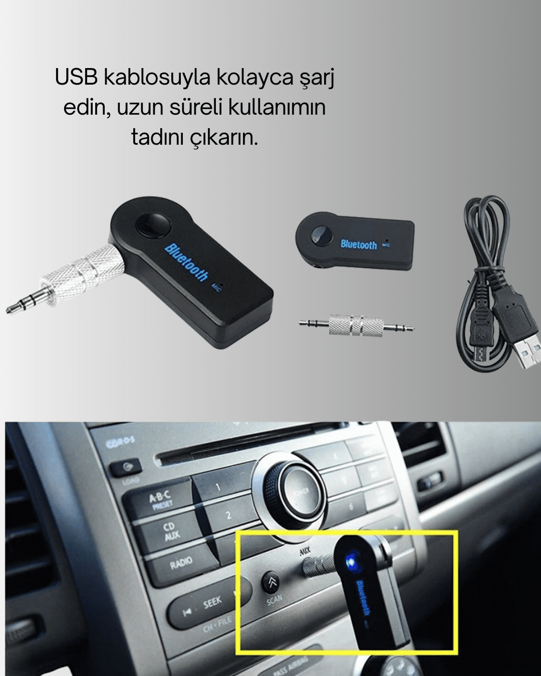 Bluetooth Destekli AUX Müzik ve Konuşma Cihazı - Görsel 4